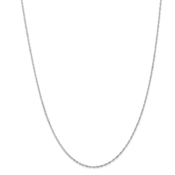 with Secure Lobster Lock Clasp Solid 14k White Gold Singapore 1mm with Secure Lobster Lock Clasp Solid 14k White Gold Singapore 1mm